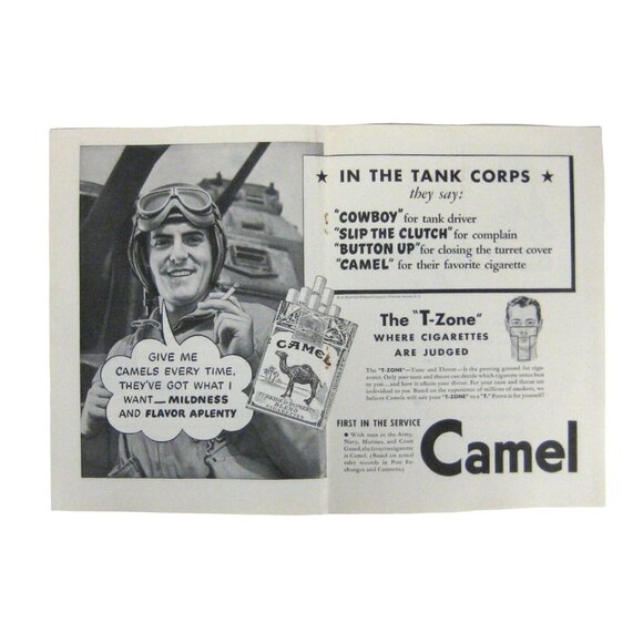 Camel Cigarette AD World War II Tank Corps WWII Vintage Print Ad - Picture 1 of 4